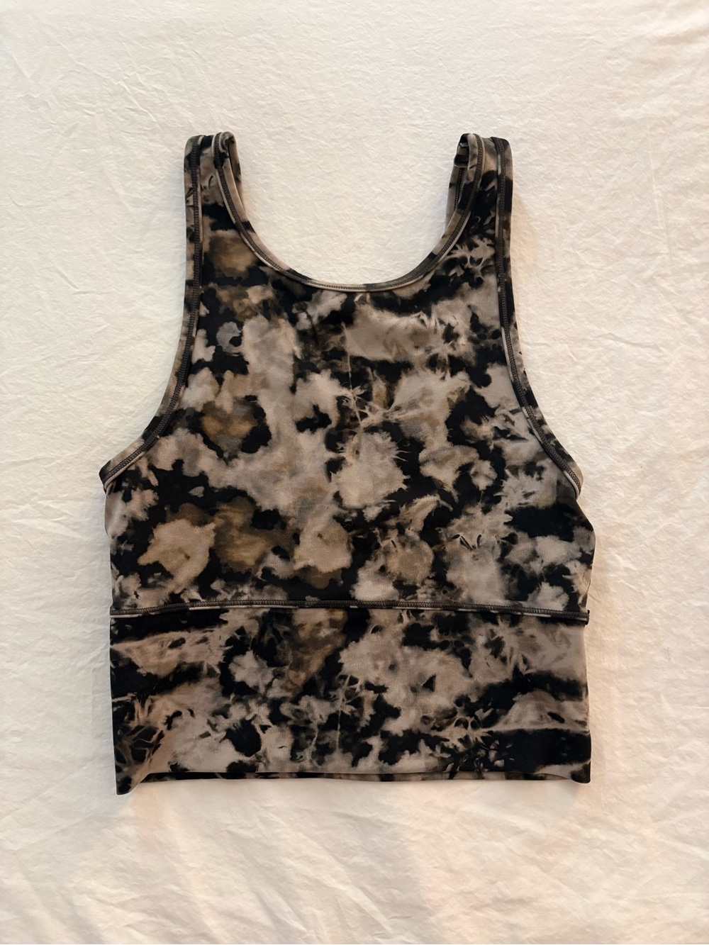 Lululemon Power Pivot Tank Tie-Dye Crop Tank Top in Black & Tan